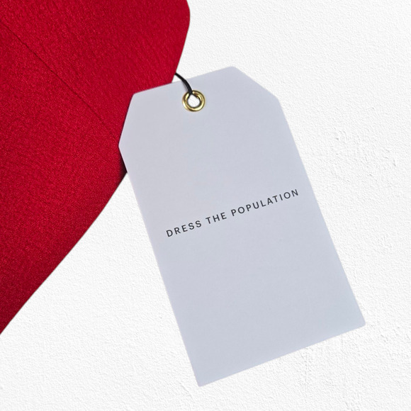 Dress the Population Red Rouge Stevie V Neck Wide Leg Belt Jumpsuit Size Medium - Picture 14 of 15